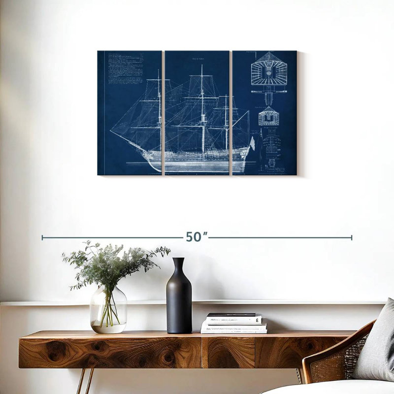 Plan de bateau antique Laelle IV, H 20 po x l 33 po