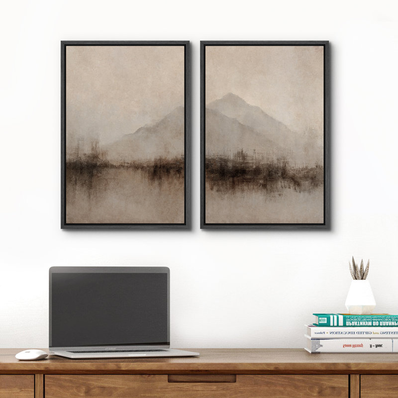 Paysage de montagne, illustrations rétro, décor rustique, salon BRC188, Noir, H 36 po x l 24 po