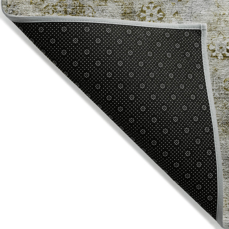 Tapis intérieur / extérieur oriental lavable brun et gris taupe 10 pi x 14 pi