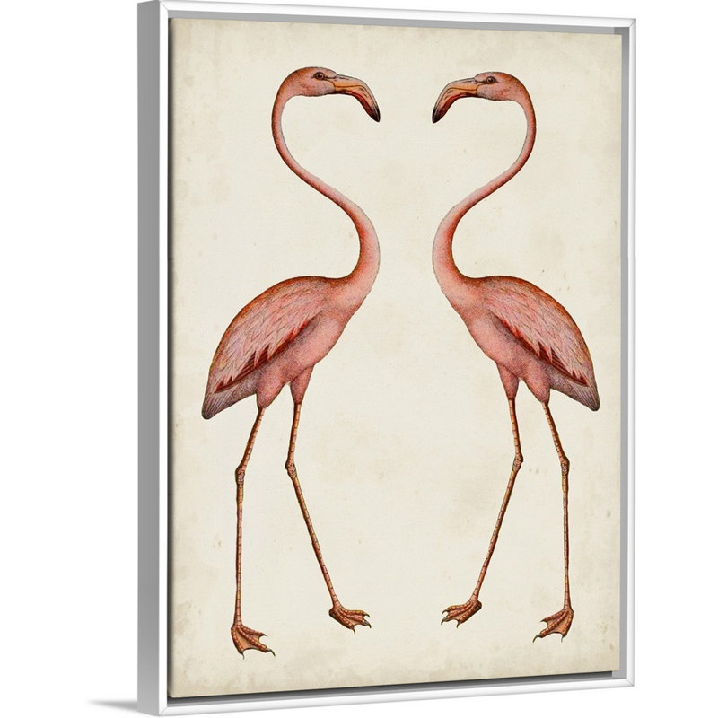 « flamant roses kids », art encadré, Cadre pour toile flottant blanc, H 24 po x l 18 po x P 1,2 po