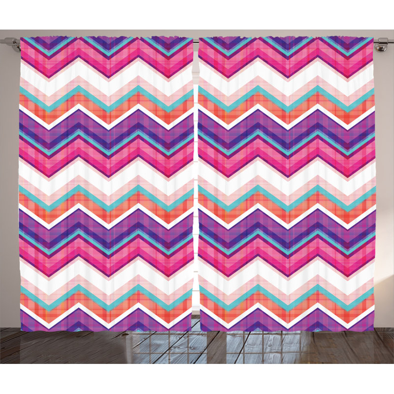 Chevron Semi-Sheer Rod Pocket Curtain Panels, 54" x 90"