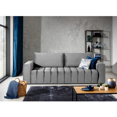 Lazaro Condo Style 3 Seater Storage Sleeper Sofa - Light Grey
