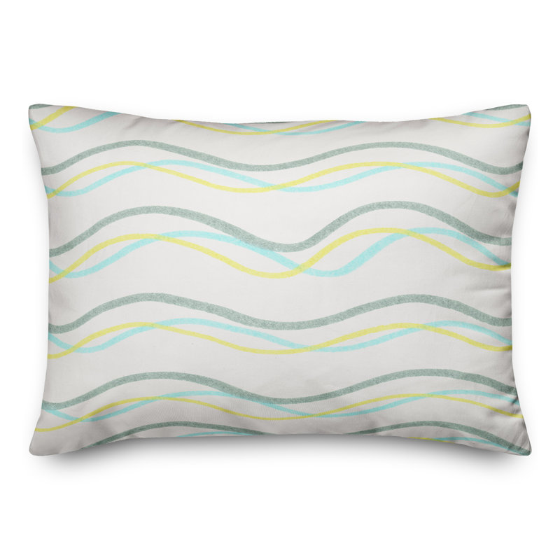 Striped Outdoor Reversible Throw Pillow, 14"H x 20"W, Green