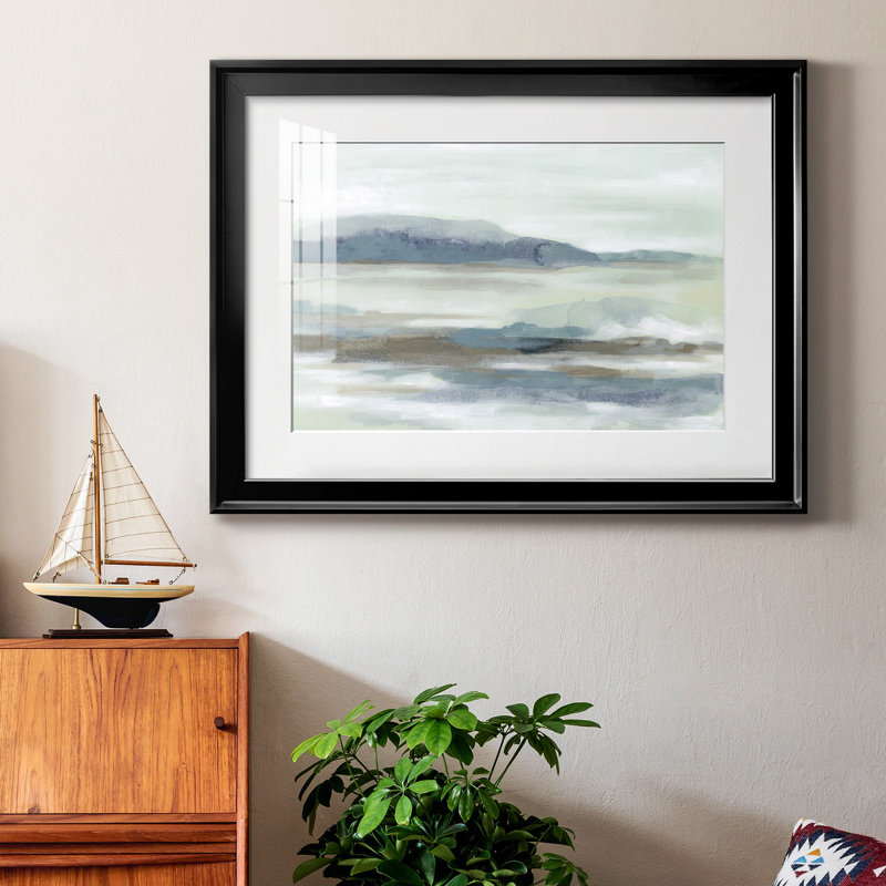 «Soft Shores II», reproduction encadrée de qualité supérieure - prête à être accrochée, Noir, H 22,5 po x l 30,5 po x P 1 po