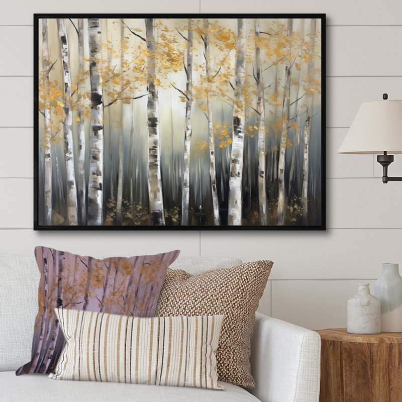 «Pols Birch Tree Forest Wonderland IV», reproduction sur toile, H 12 po x l 20 po x P 1 po, Cadre flottant noir