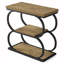 Table de bout moderne à 3 niveaux avec rangement et structure en métal géométrique, grande table de chevet industrielle pour chambre à coucher, petits espaces, brun rustique