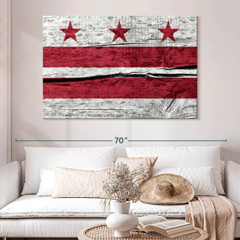 Drapeau Borges Wood Style Washington DC, H 34 po x l 51 po