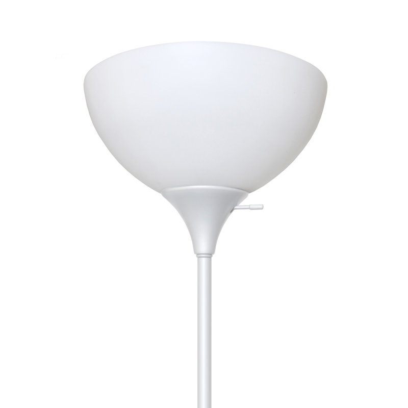 Lampe sur pied Ardelo, lampe de lecture col de cygne, blanc neige, abat-jour blanc, H 71,5 po