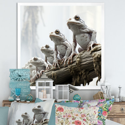 Minimalisme grenouille harmonie familiale sur toile