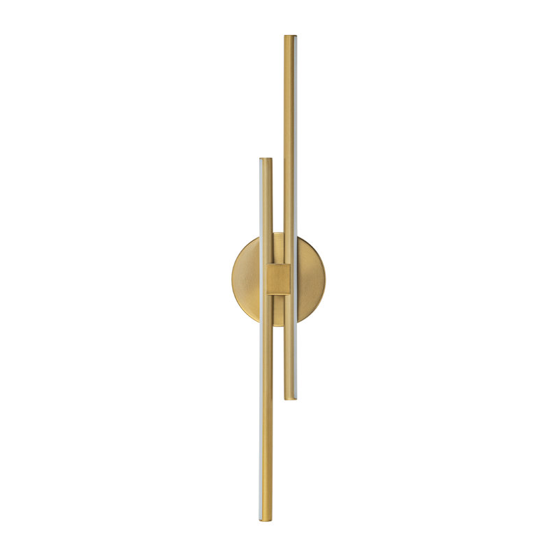 Applique murale à DEL 2 lumières Mokas, Doré, H 23,62 po x l 4,72 po x P 2,35 po