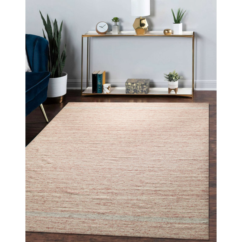 Tapis transitionnel rose tissé à la main Ladeja, Rectangle de 10 pi x 14 pi