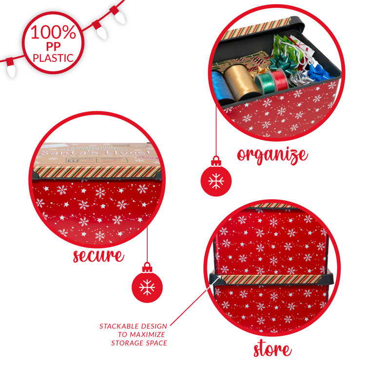 The Holiday Aisle® Happy Christmas Design Plastic Storage Tote & Reviews