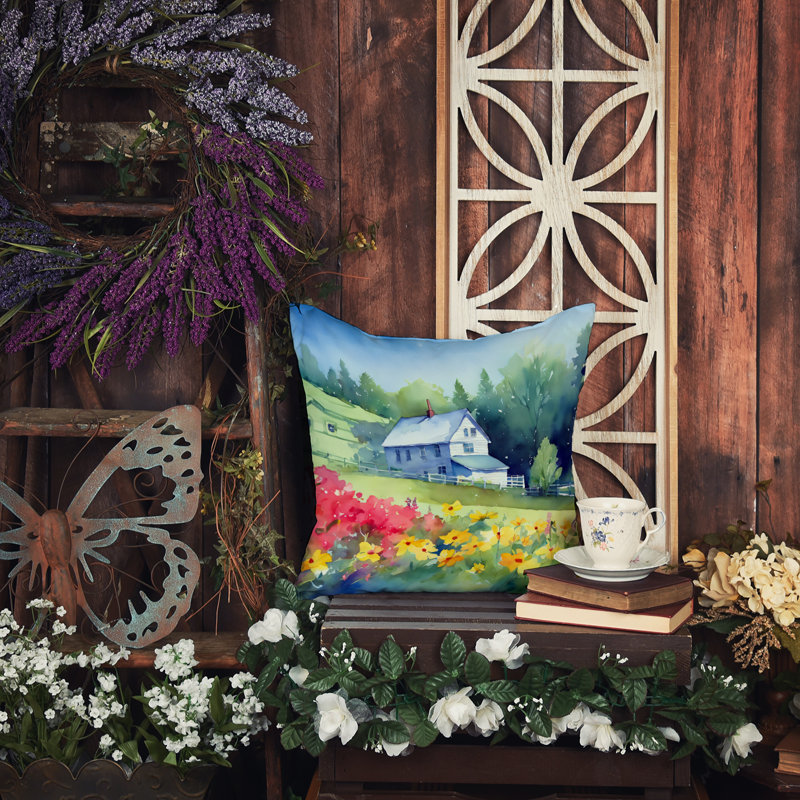 Coussin décoratif aquarelle Massachusetts, Carré 14 po