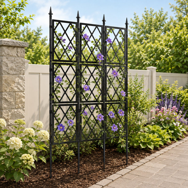Ensemble de 2 treillis de jardin arqué en métal 70,8 po, H 70,8 po x l 39,4 po x P 2 po