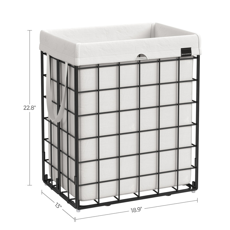 Laundry Hamper with Handles, 58" H x 48" W x 33" D, Black/White