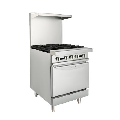 Hoccot Commercial Natural Gas Range Stove 27.56â Freestanding with 4 Burners, and Standard Oven -  Range-SG24-4