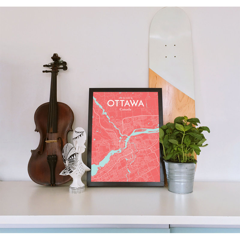 « ottawa city map », reproduction d’impression sur affiche, H 17 po x l 11 po