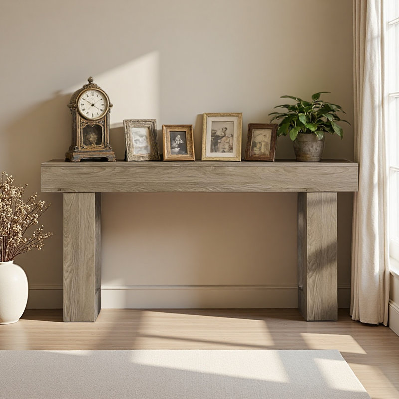 Wooden Console Table, Sofa Side Table, Living Room Table Rectangular Sofa Table Behind The Couch, Gray