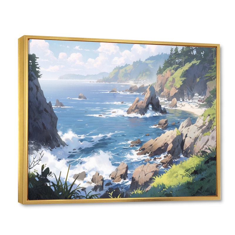 «Oceanic Escapes II», reproduction sur toile, H 12 po x l 20 po, Cadre flottant doré
