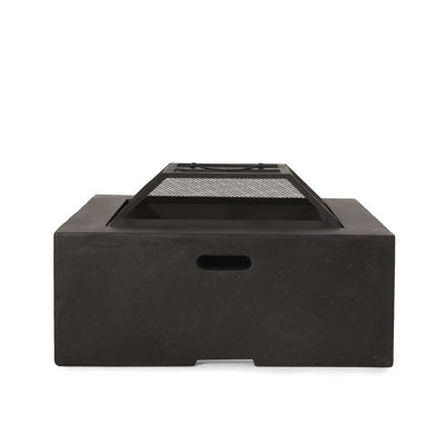 Outdoor 29" Square Wood- Burning Fire Pit, Dark Gray