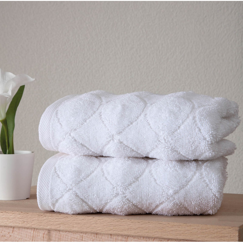 Ozgur   Midweight Jacquard Hand Towel, White