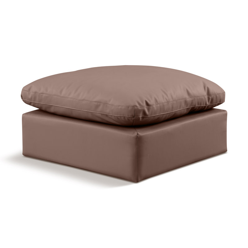 Itala Upholstered Ottoman, Brown Vegan Leather