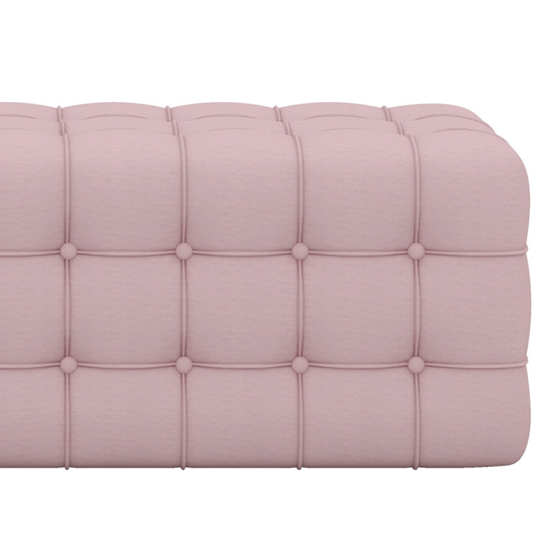 Grand lit tapissier avec repose-pieds rectangulaire Abbagayle, Rose