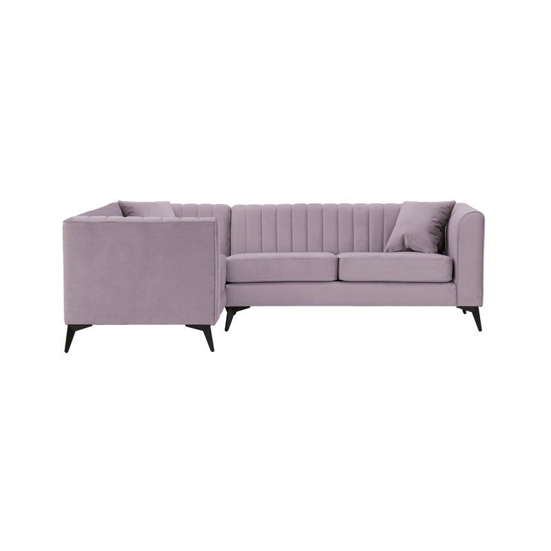 Adryen 5 Seater Velvet Corner Sofa , Purple, Left Hand Facing
