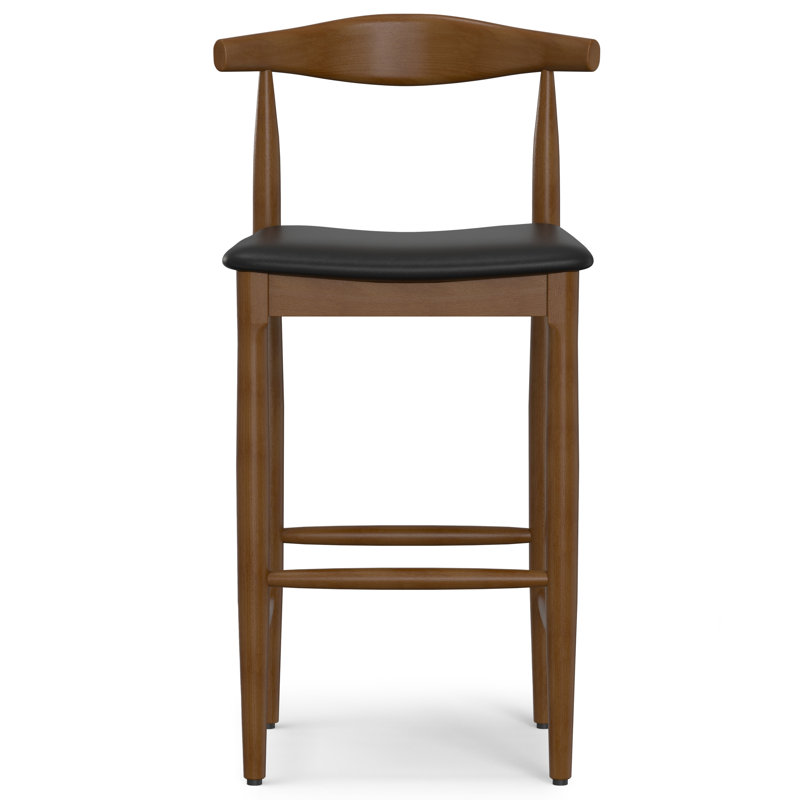 Tabouret de bar Mid-Century rembourré Molly, Siège noir / cadre brun