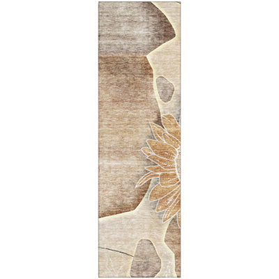 Premium Machine Washable Prisco Brown Rug