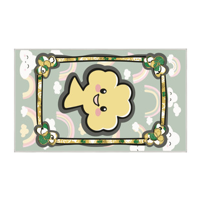 The Holiday Aisle® Washable Saint Patrick's Day Clover Leprechaun Holiday Rug