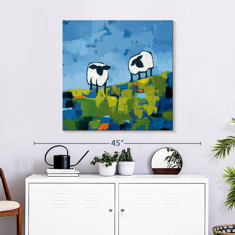 Deux moutons, H 30 po x l 30 po