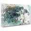 Elephants At The Waterhole In Abstract - Wrapped Canvas-55311879