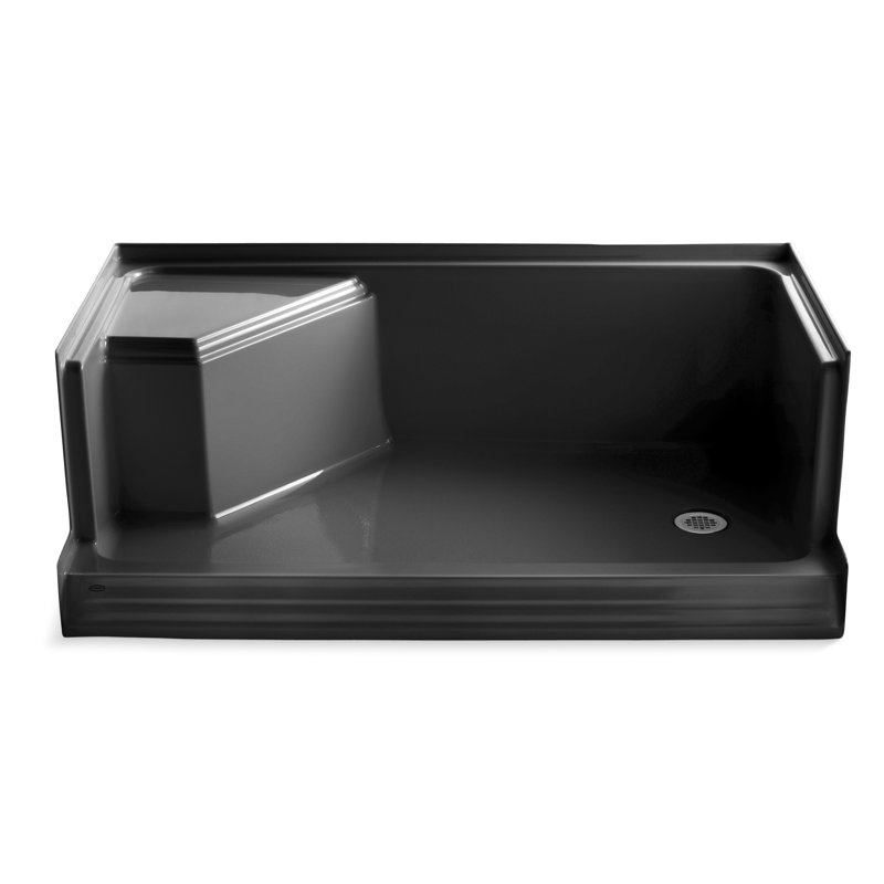 Memoirs 60" W x 36" D Single Threshold Shower Base, Black
