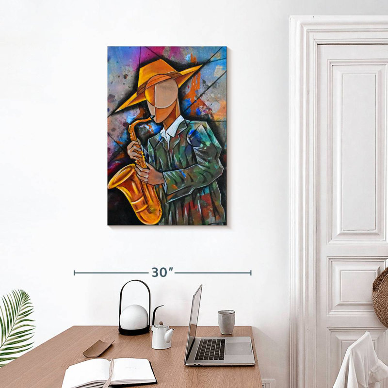 Abarca Cubism Saxophonist, H 30 po x l 20 po