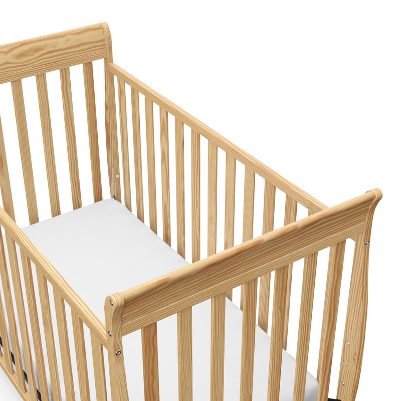 Natural Wood 3-in-1 Convertible Sleigh Crib