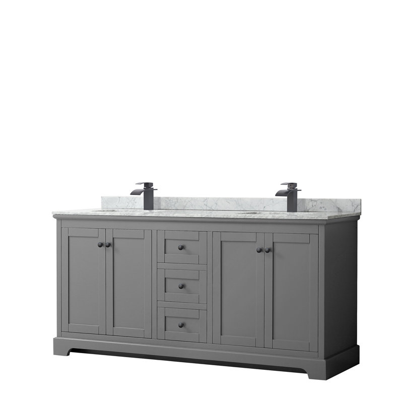 Ensemble de meuble-lavabo double 72 po Avery, Gris foncé, Noir mat