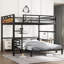 Lit superposé double au-dessus de double / lit mezzanine en métal et lits plateforme en métal, avec barrière de sécurité surélevée-469903898-469903896