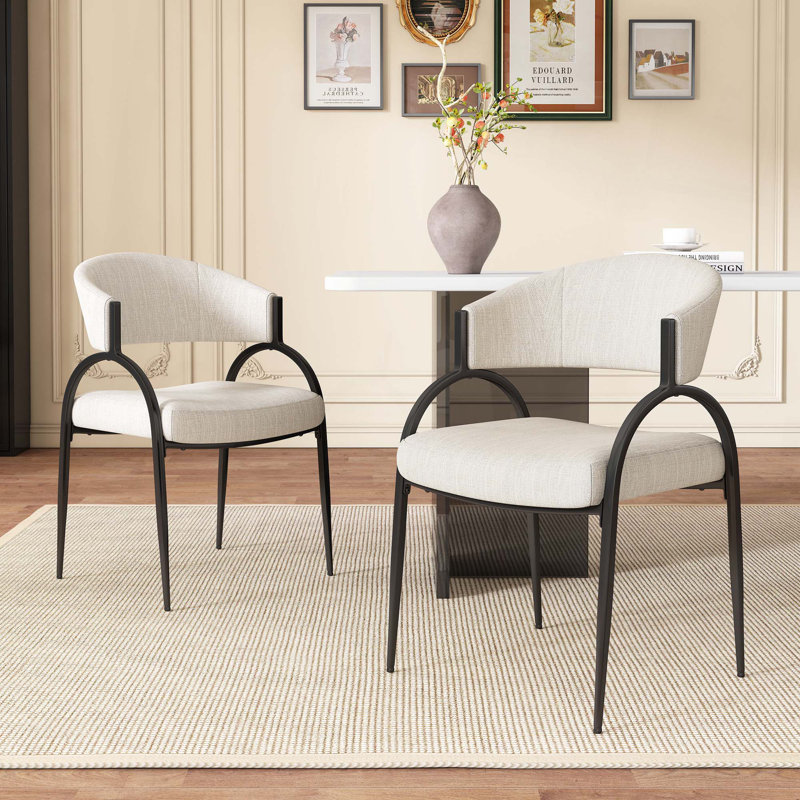 Chaises de salle à manger rembourrées avec pieds en métal, ensemble de 2
