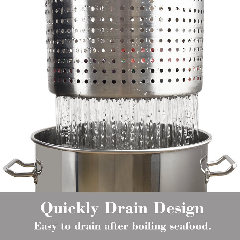 64-Quart Stainless Steel Stock Pot with Basket and Lid
