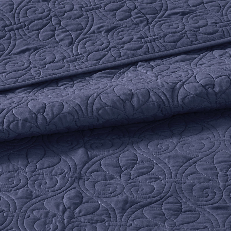 Ensemble de couvre-lit réversible bleu marine, Marine, Couvre-lit pour grand lit + 2 taies décoratives