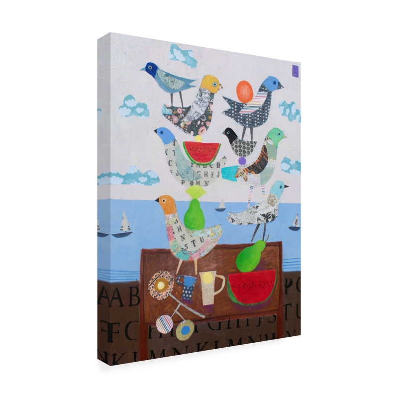 Art sur toile, «Bachelor Nathaniel Mather Birds and Watermelons», H 19 po x l 14 po