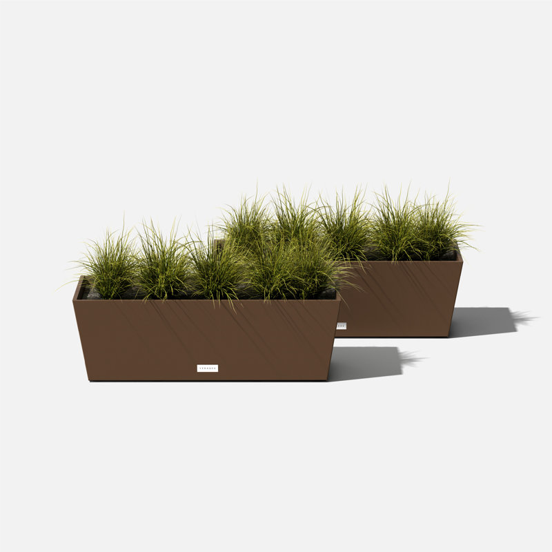 Espresso Modern Recycled Plastic 25.5" Window Box Planter Set