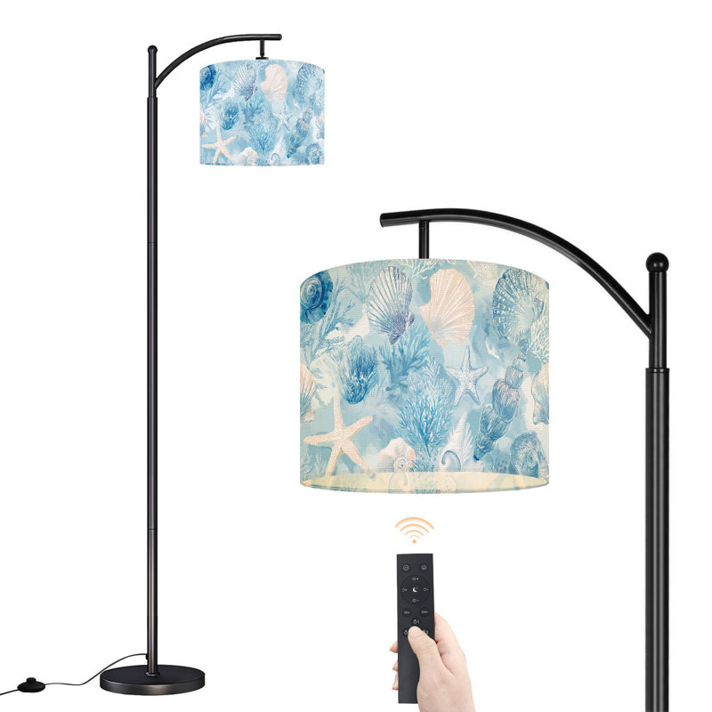 Lampe sur pied à arc avec abat-jour réglable coquillage étoile de mer corail aux tons bleus doux Lampe sur pied marine de la vie côtière