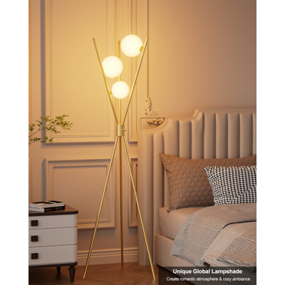 3 lampes trépied à intensité variable 3 lumières sphériques, lampes sur pied Mid-Century avec 3 ampoules 3000K incluses, grande lampe moderne pour le salon, la chambre à coucher, bureau