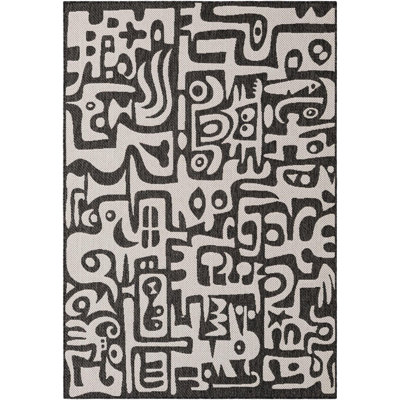 Tapis contemporain de couleur noire Nykeia
