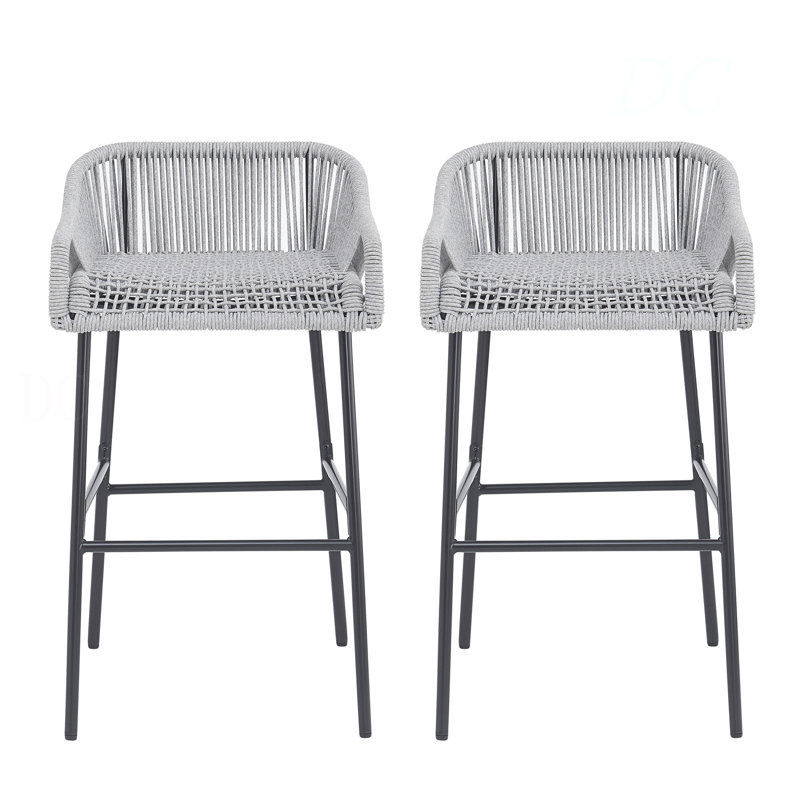 Tabouret de bar d'extérieur gris clair La Push, ensemble de 2, Gris