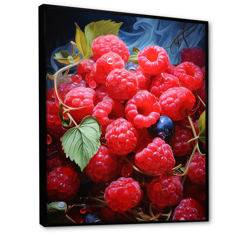 Fruit Raspberry Rhapsody Expressive, reproduction d'art sur toile, Cadre noir, H 20 po x l 12 po x P 1 po