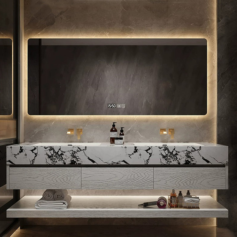 Armoire de salle de bain légère et luxueuse, 75", Blanc cassé