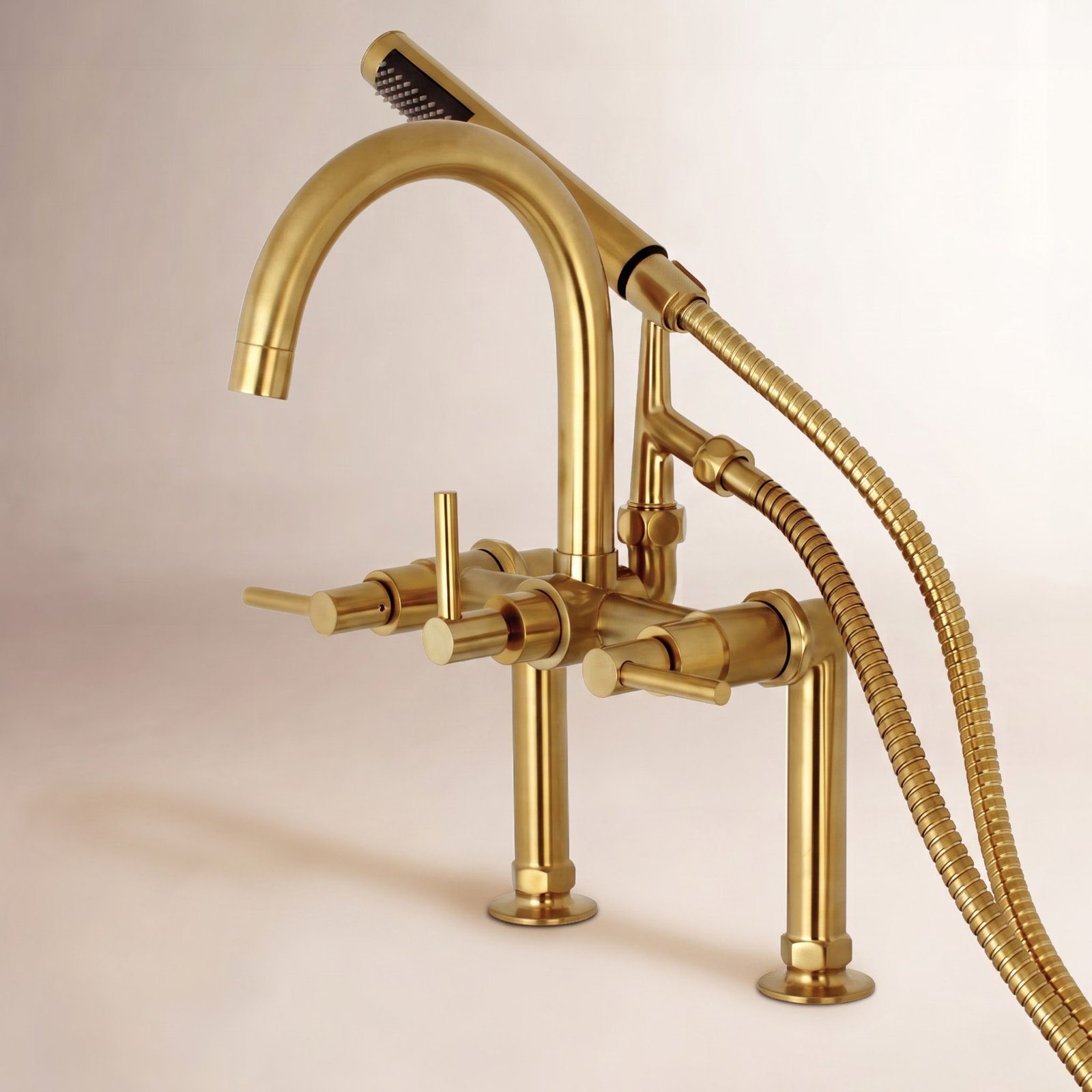 Concord Deck Clawfoot Tub Faucet with Hand Shower, Satin Brass
